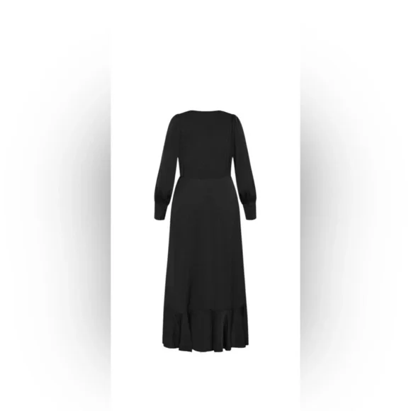 City Chic Elegant BlackOki Long Sleeve Wrap Maxi Dress.